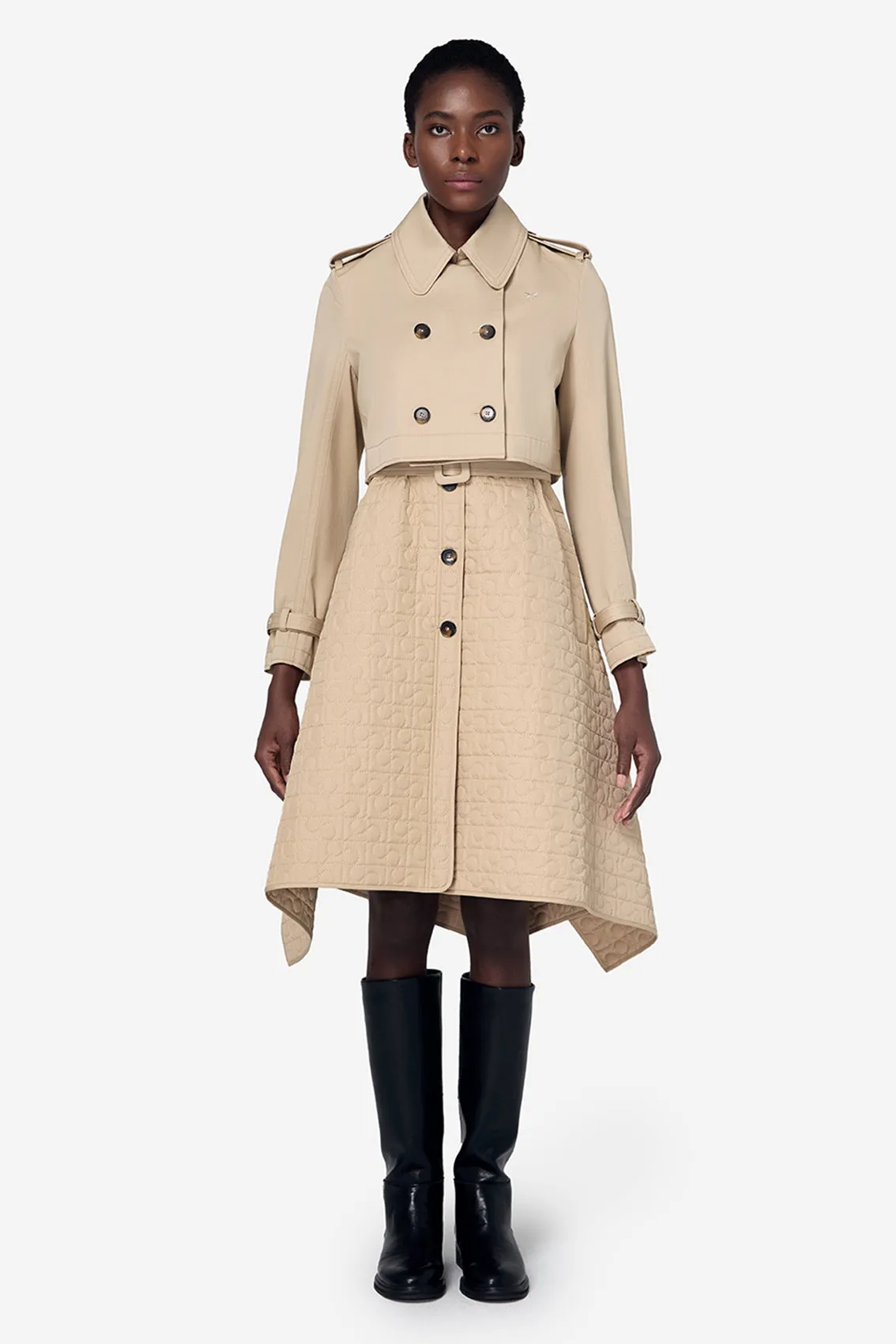 2-In-1 CROPPED TRENCH WITH DETACHABLE GILET
