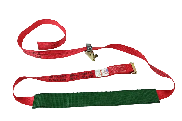 2" x 11' DIAMOND WEAVE 3 POINT HD Ratchet Wheel Strap With 2' Low Profile Grip Sleeve (E-Track)