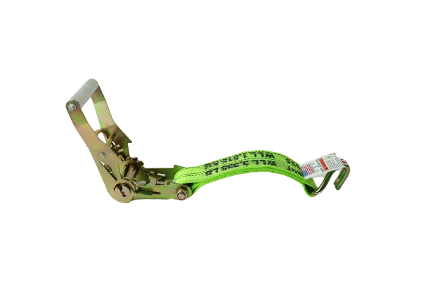 2" x 11' DIAMOND WEAVE 3 Point Ratchet Wheel Strap  with 2' Low Profile Grip Sleeve (Wire Hook)