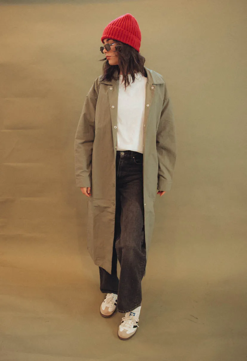Aura Long Jackets in Olive