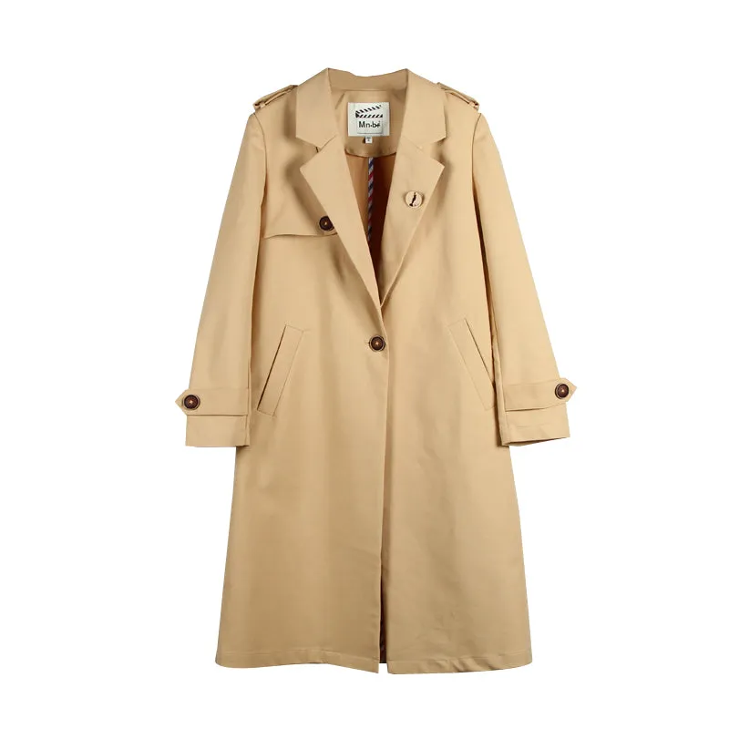 Autumn Women's Suit Collar Single-breasted Long Trench Coat