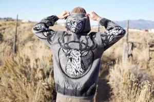 Baby Alpaca Wool Hoodie - Gray, White & Black - Deer Spirit