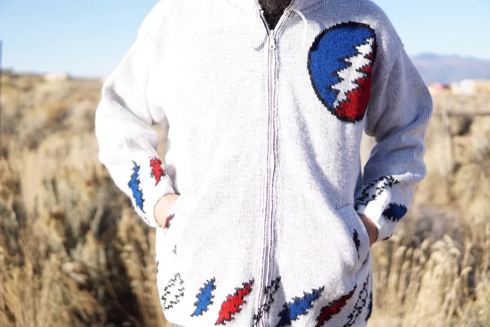 Baby Alpaca Wool Hoodie - Red, White & Blue - Stealy