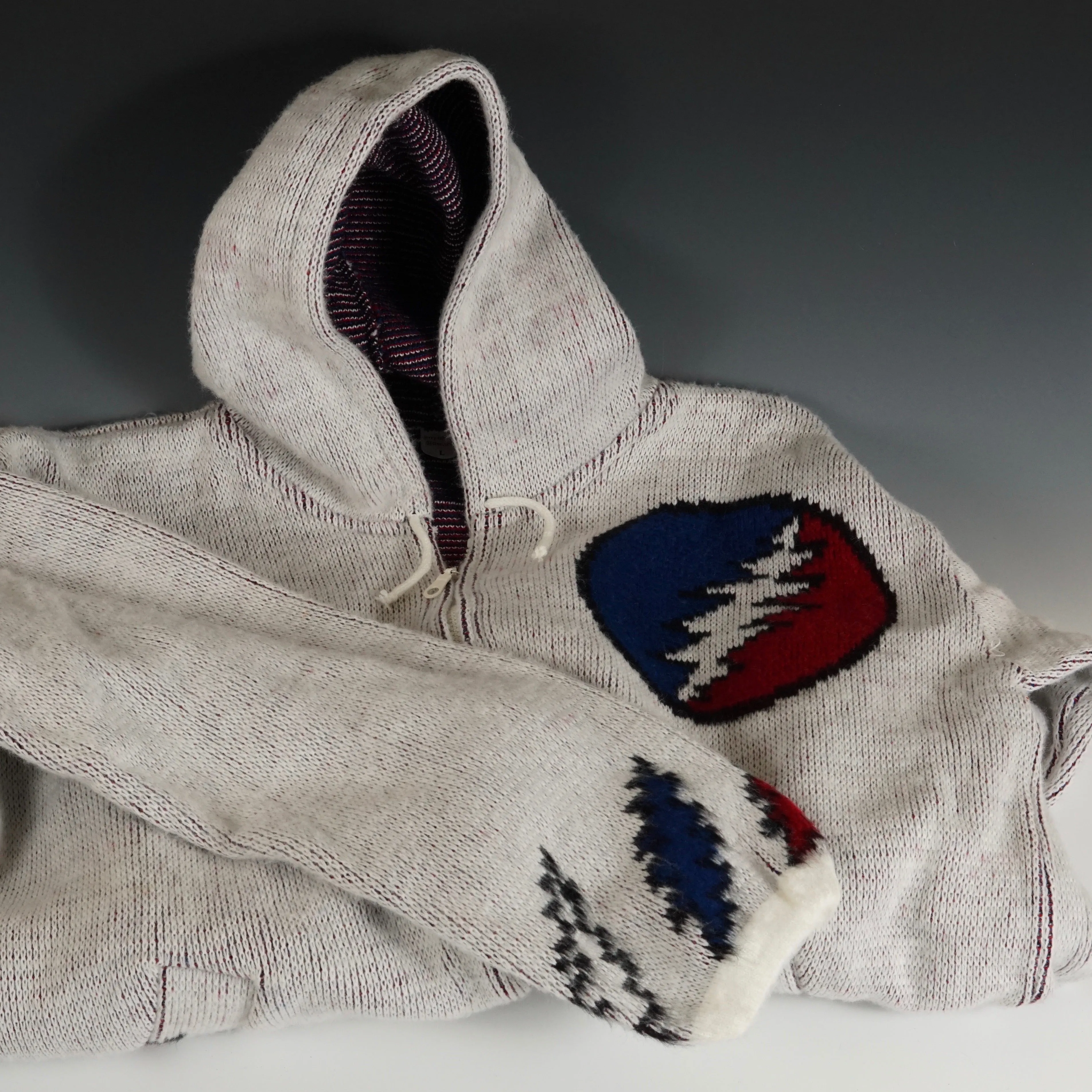 Baby Alpaca Wool Hoodie - Red, White & Blue - Stealy