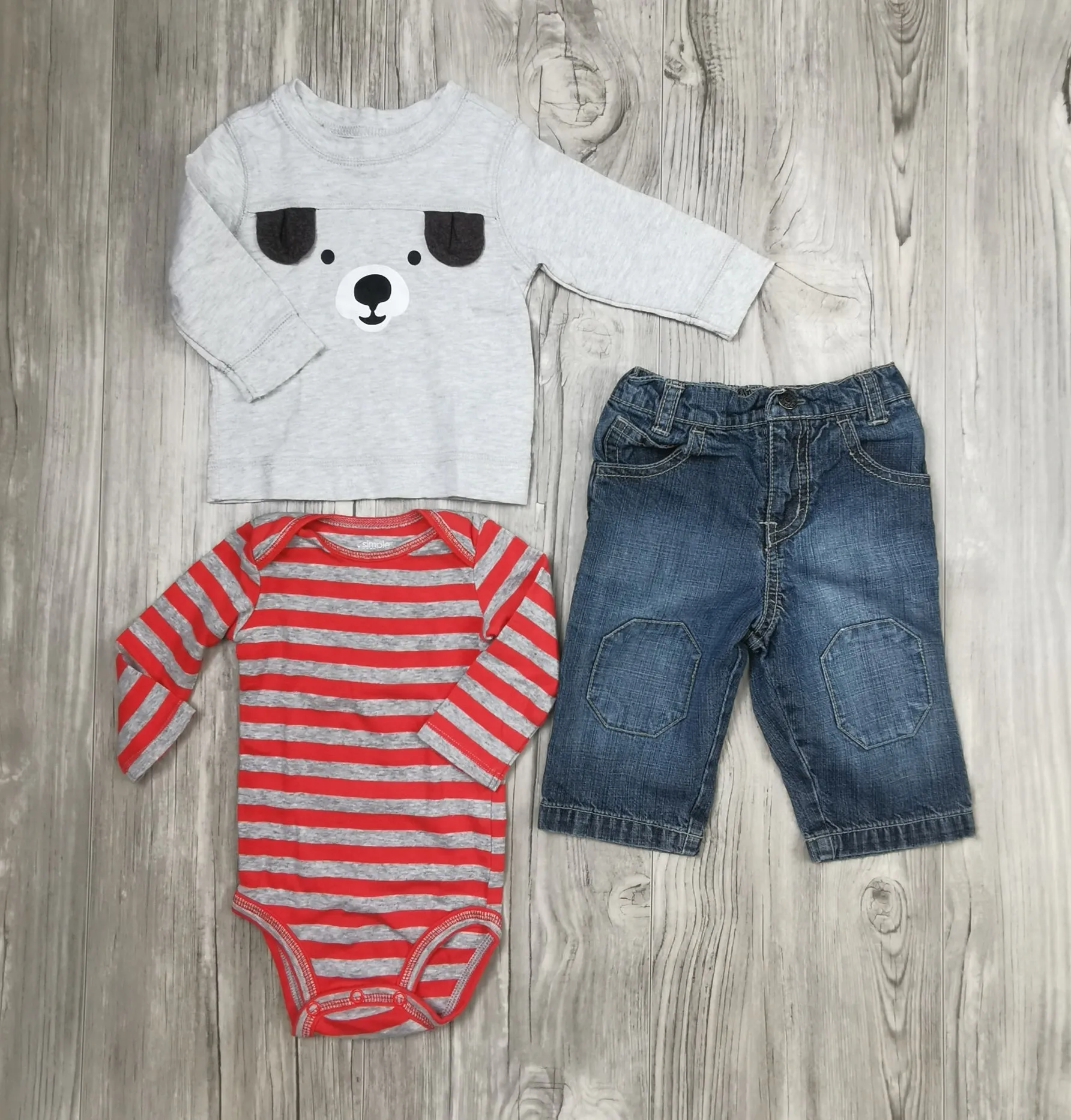 BABY BOY SIZE 3/6 MONTHS - GUESS, OLD NAVY & CARTER'S, 3 Piece Mix N Match Fall Outfit EUC B14