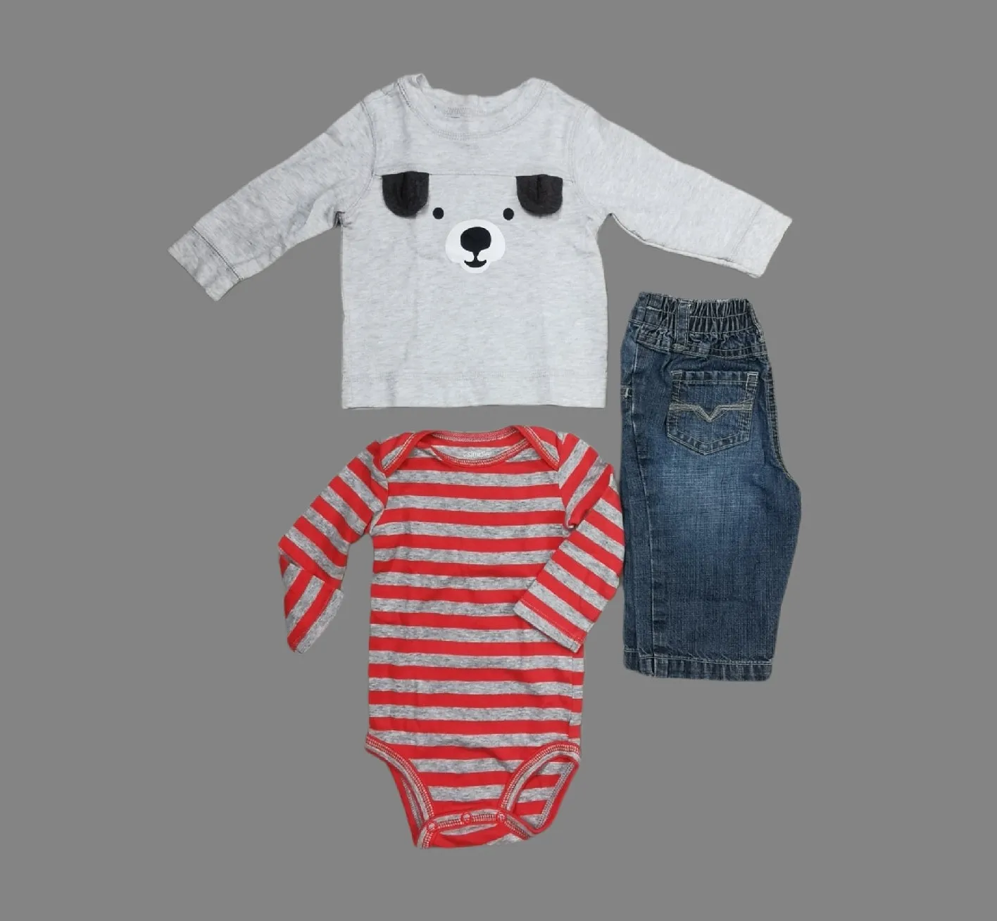 BABY BOY SIZE 3/6 MONTHS - GUESS, OLD NAVY & CARTER'S, 3 Piece Mix N Match Fall Outfit EUC B14