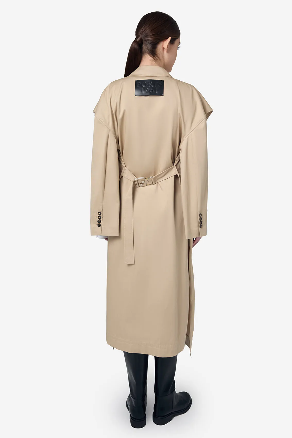 BEIGE COTTON CUT OUT TRENCH