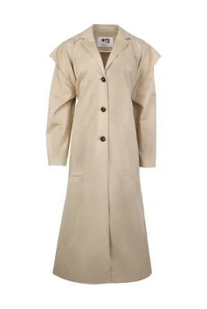 BEIGE COTTON CUT OUT TRENCH