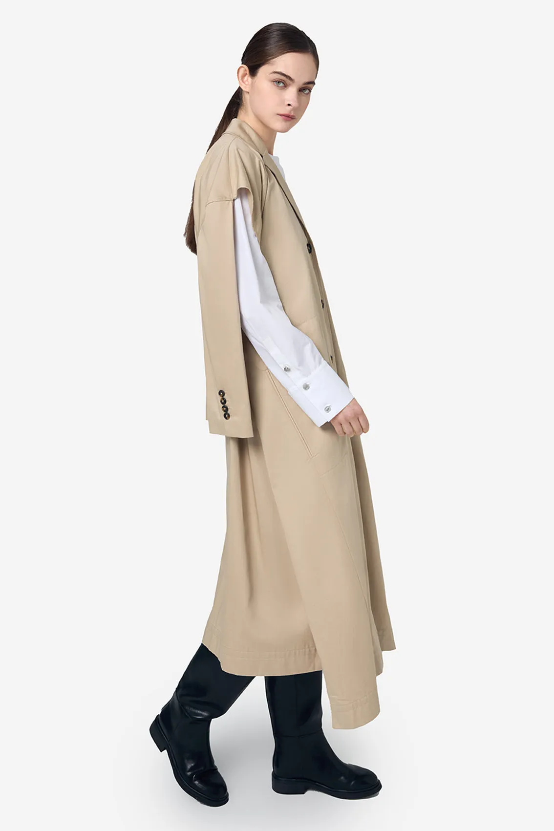 BEIGE COTTON CUT OUT TRENCH