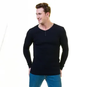 Black Rounded Neck European Wool Luxury Zippered With Sweater Jacket Warm Winter Tailor Fit