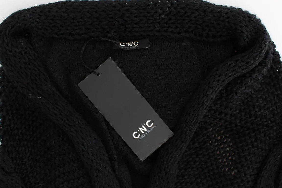 Black sleeveless knitted cardigan