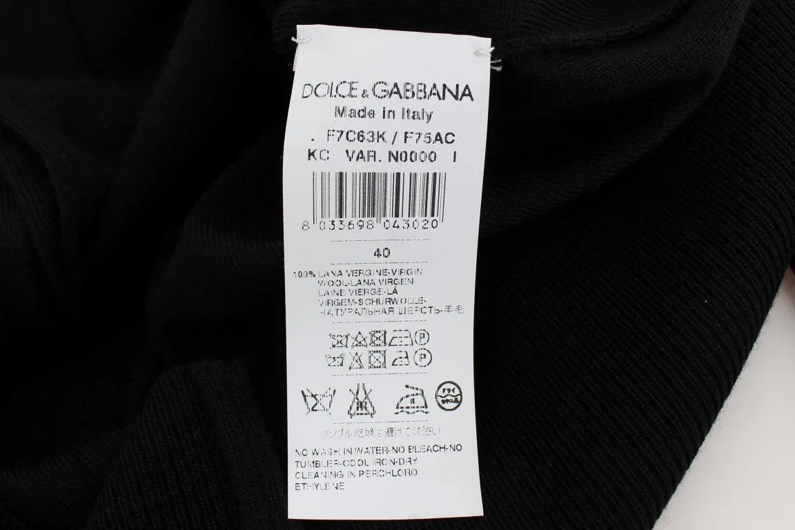 Black Wool Long Sleeve Cardigan Sweater