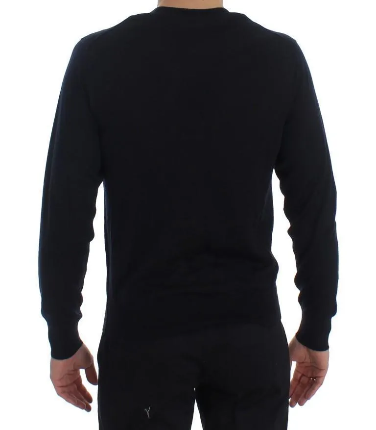 Blue Cashmere Button Cardigan Sweater