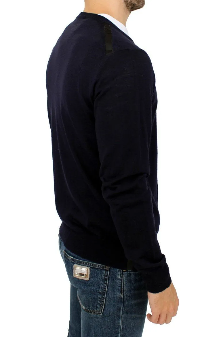 Blue full zip cardigan sweater