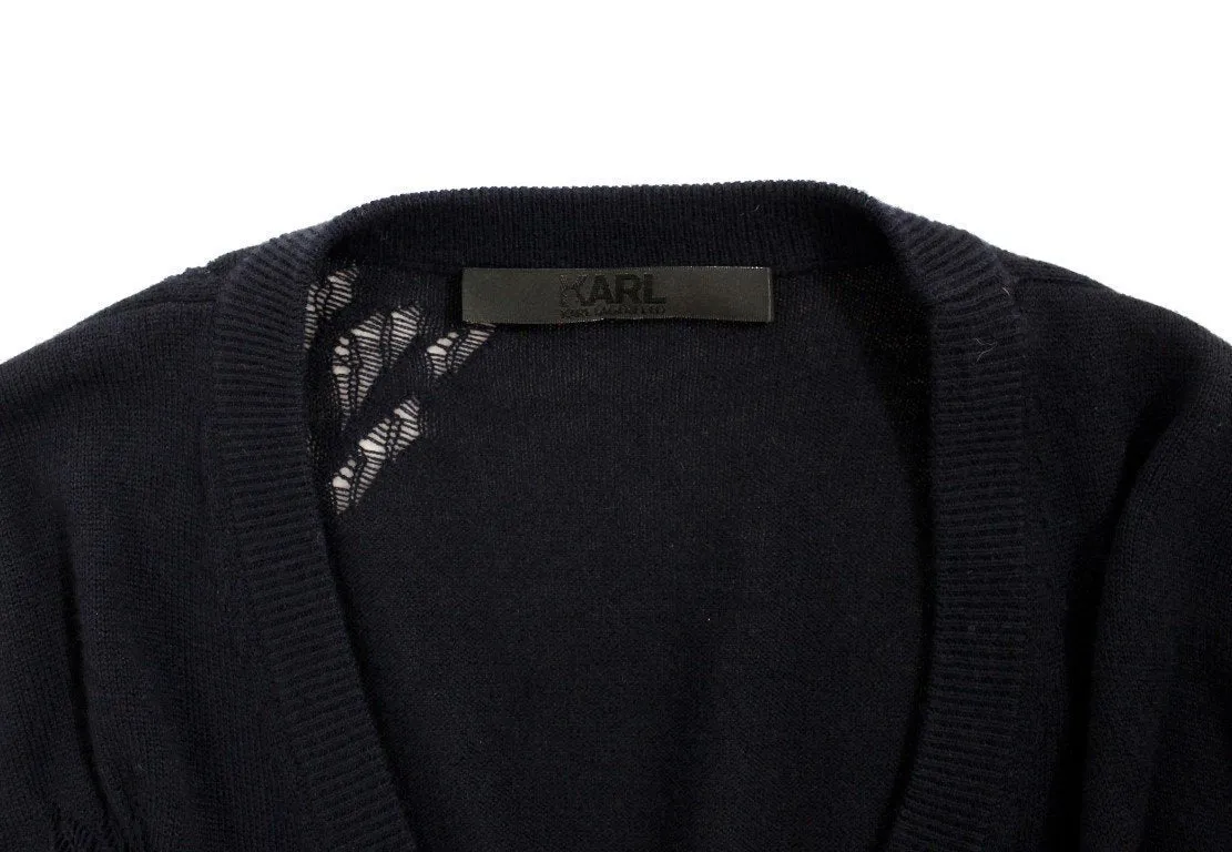 Blue wool cardigan sweater