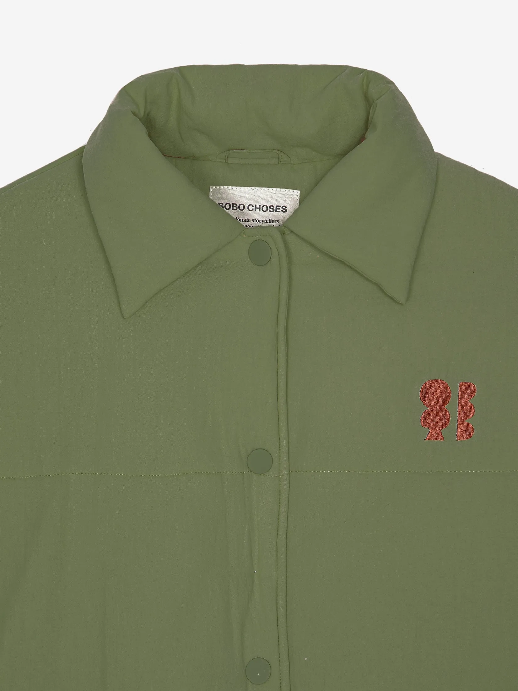 Bobo Choses Long Padded Coat in olive green
