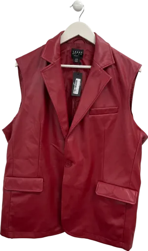 boohooMan Red Sleeveless Pu Single Breasted Suit Jacket UK 38" CHEST