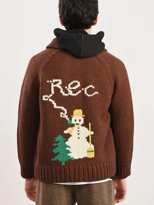 Brown Fir Shawl Collar Cardigan
