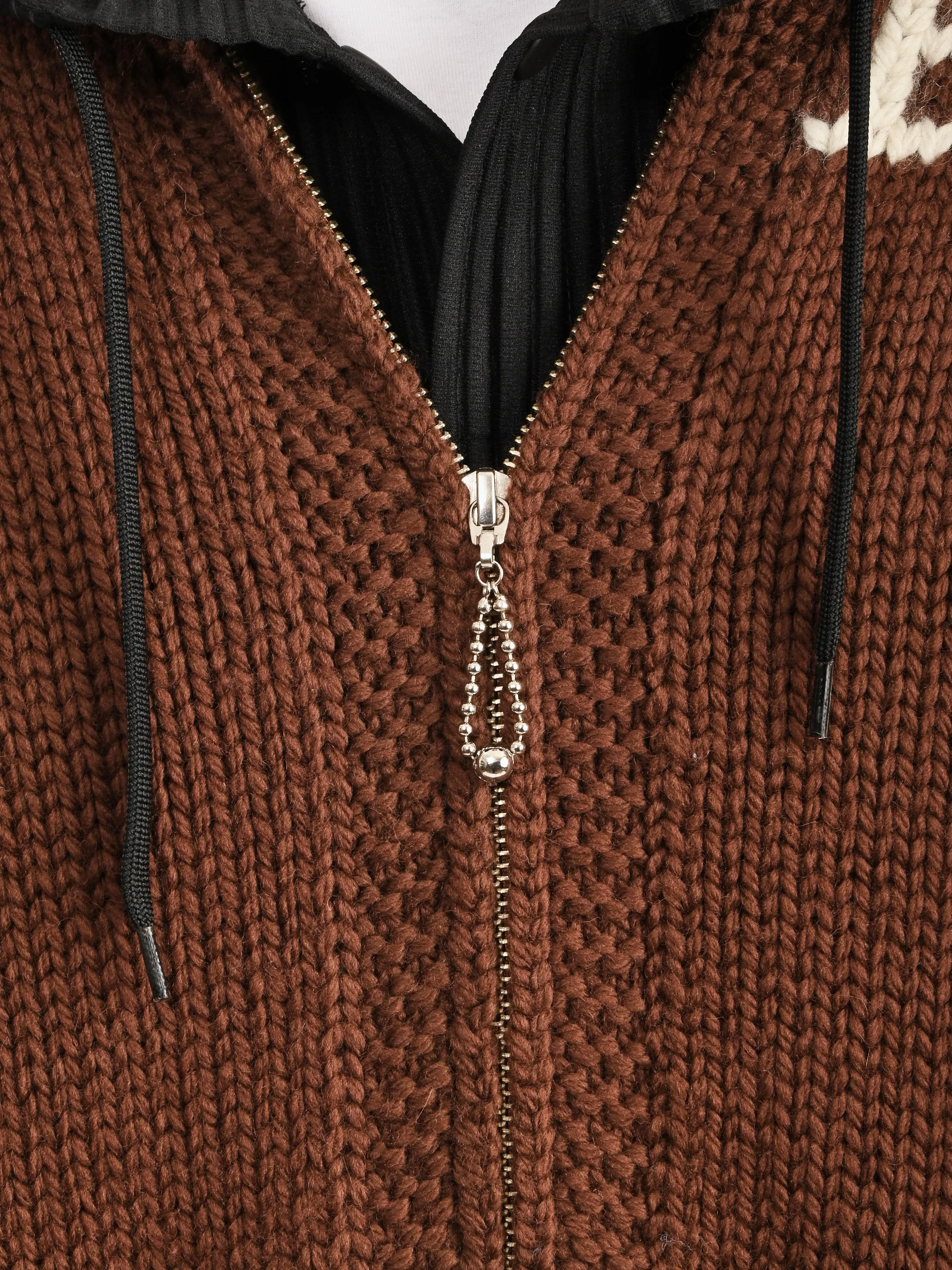 Brown Fir Shawl Collar Cardigan