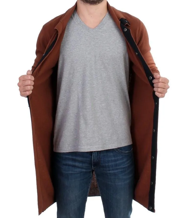 Brown wool maxi long cardigan