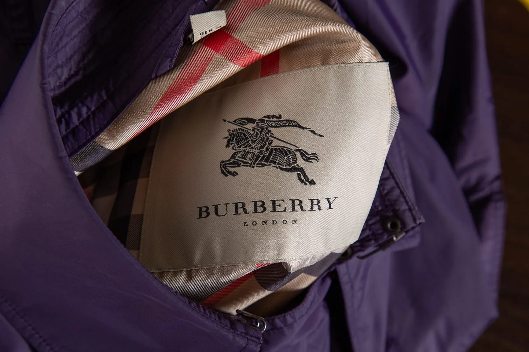 Burberry Purple Nylon Trench Jacket SZ 10