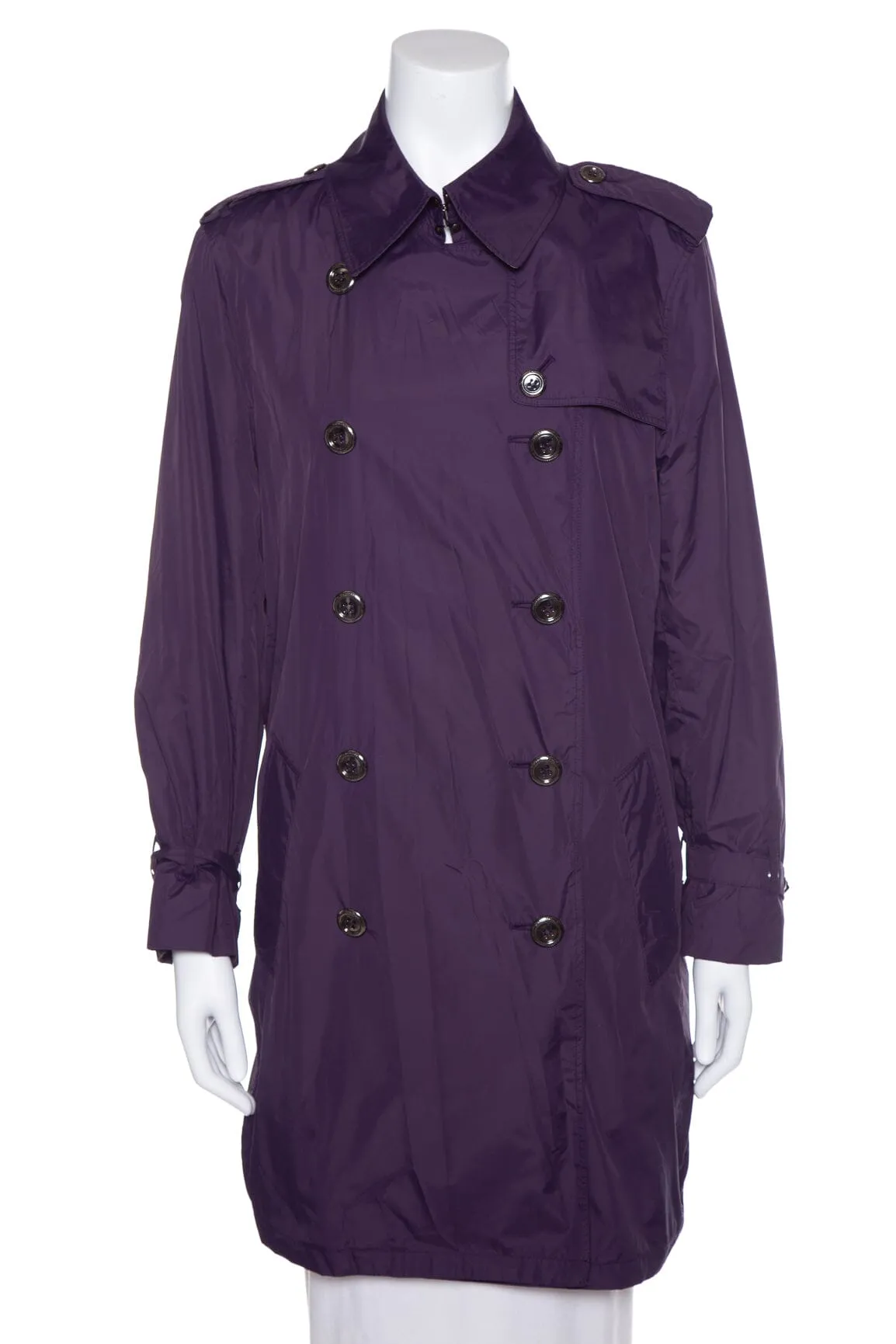 Burberry Purple Nylon Trench Jacket SZ 10