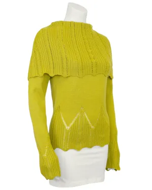 Chartreuse Wool Fold Over Sweater