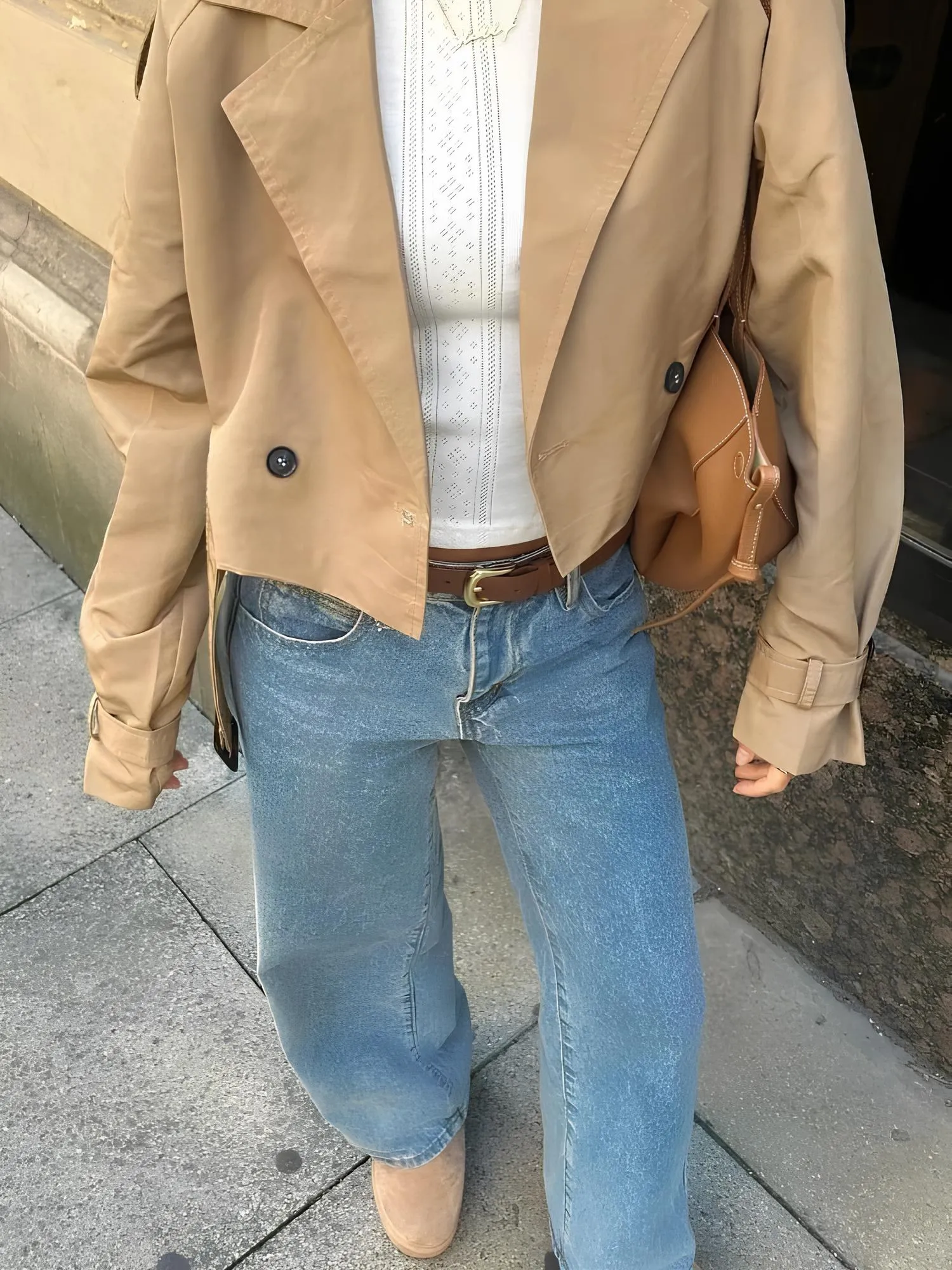 Chic Belted Cropped Trench Coat