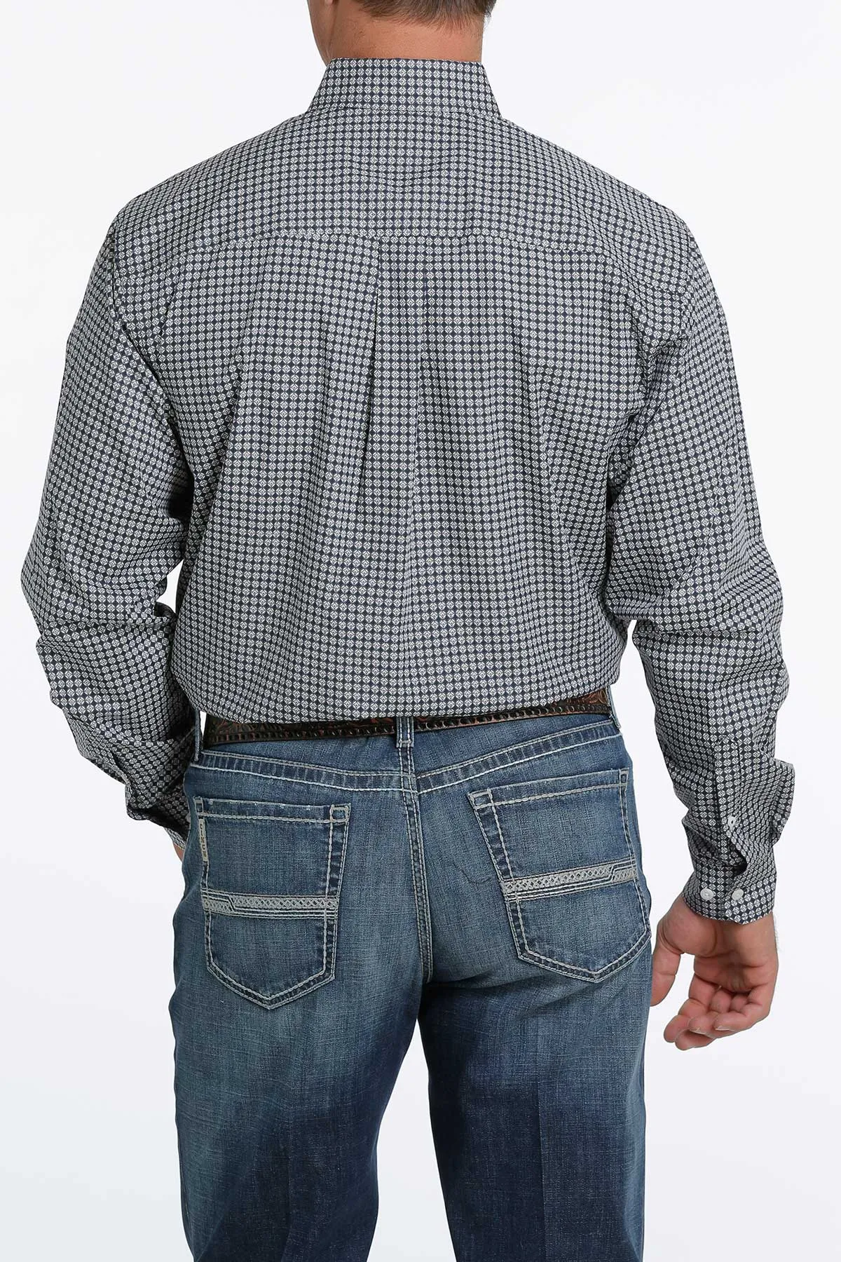 Cinch Men's Navy Geometric Button Down Shirt