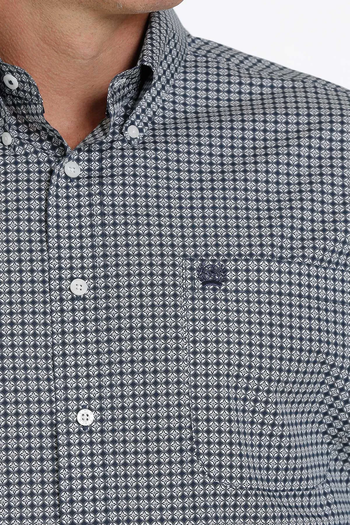 Cinch Men's Navy Geometric Button Down Shirt