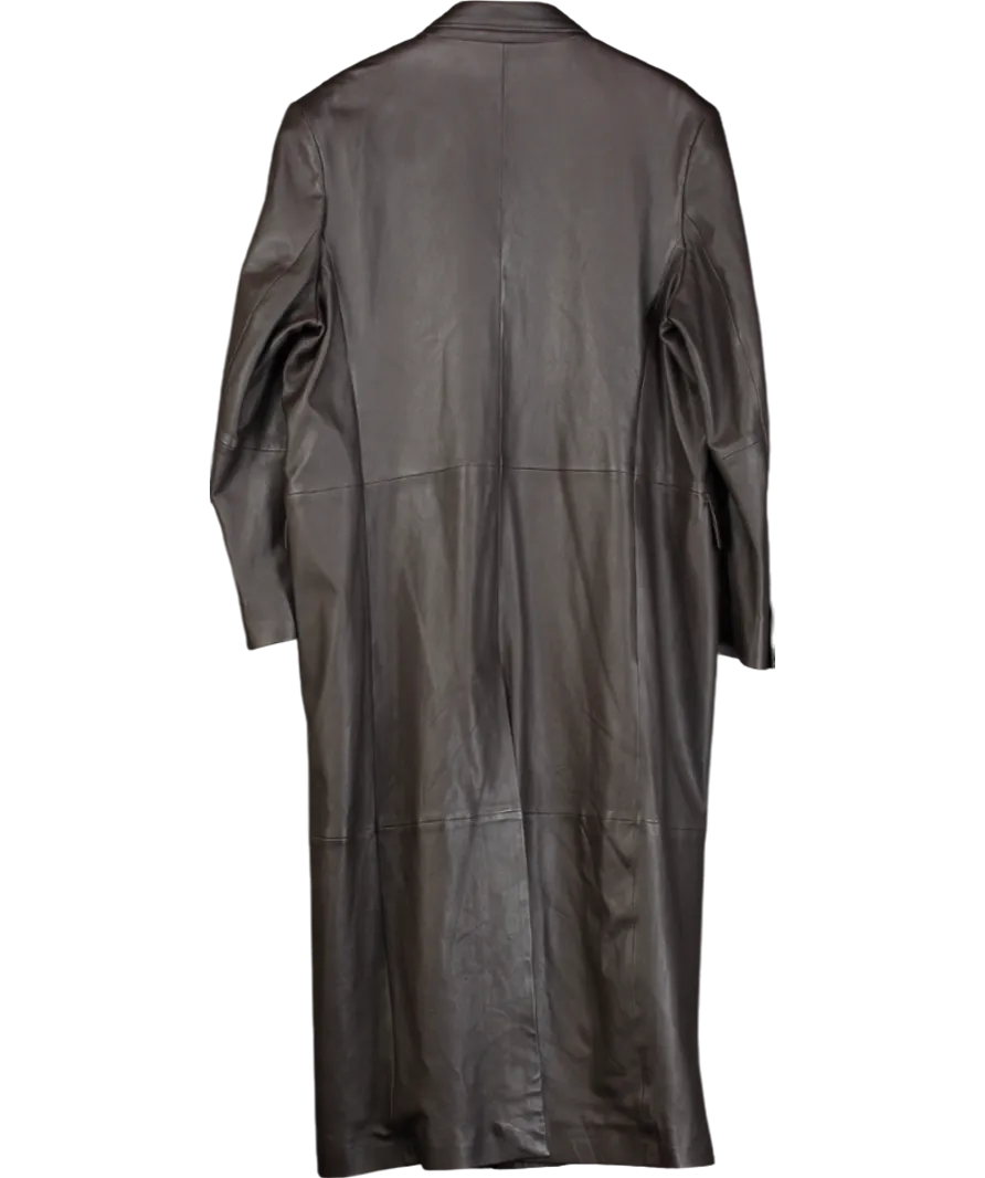 cos Brown Double Breasted Leather Coat UK 14
