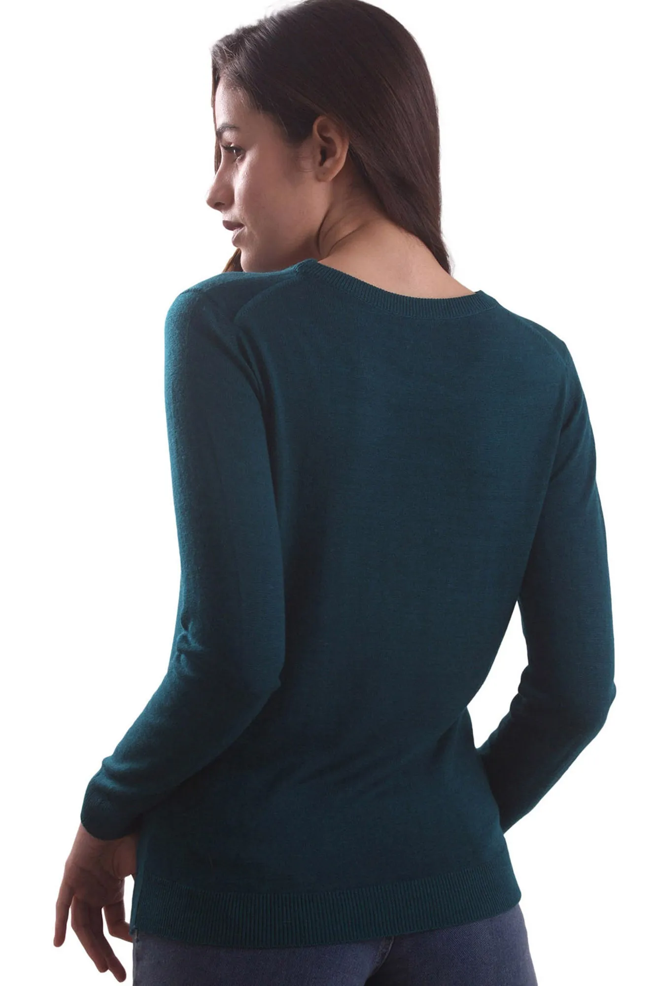 Deep Jungle Green Round Neck Sweater