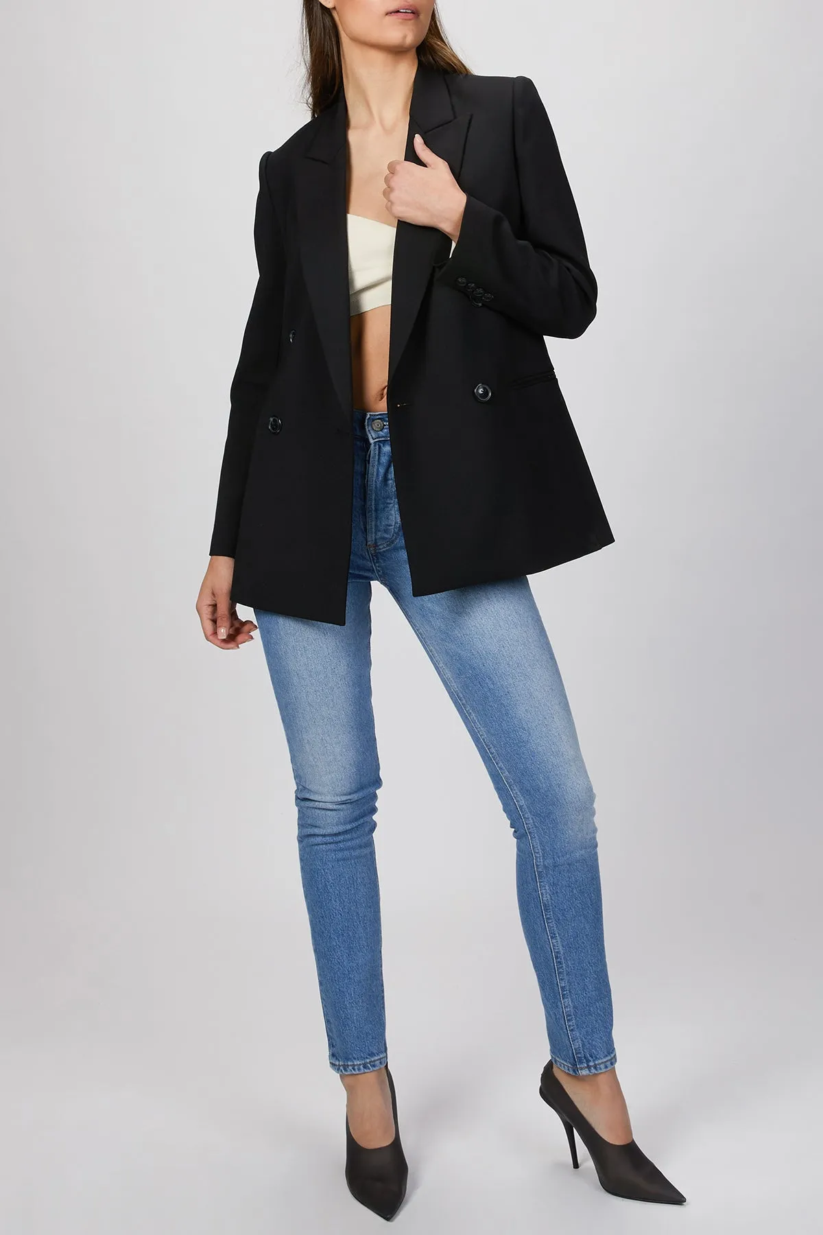 DOUBLE BREASTED CAVALRY TWILL BLAZER