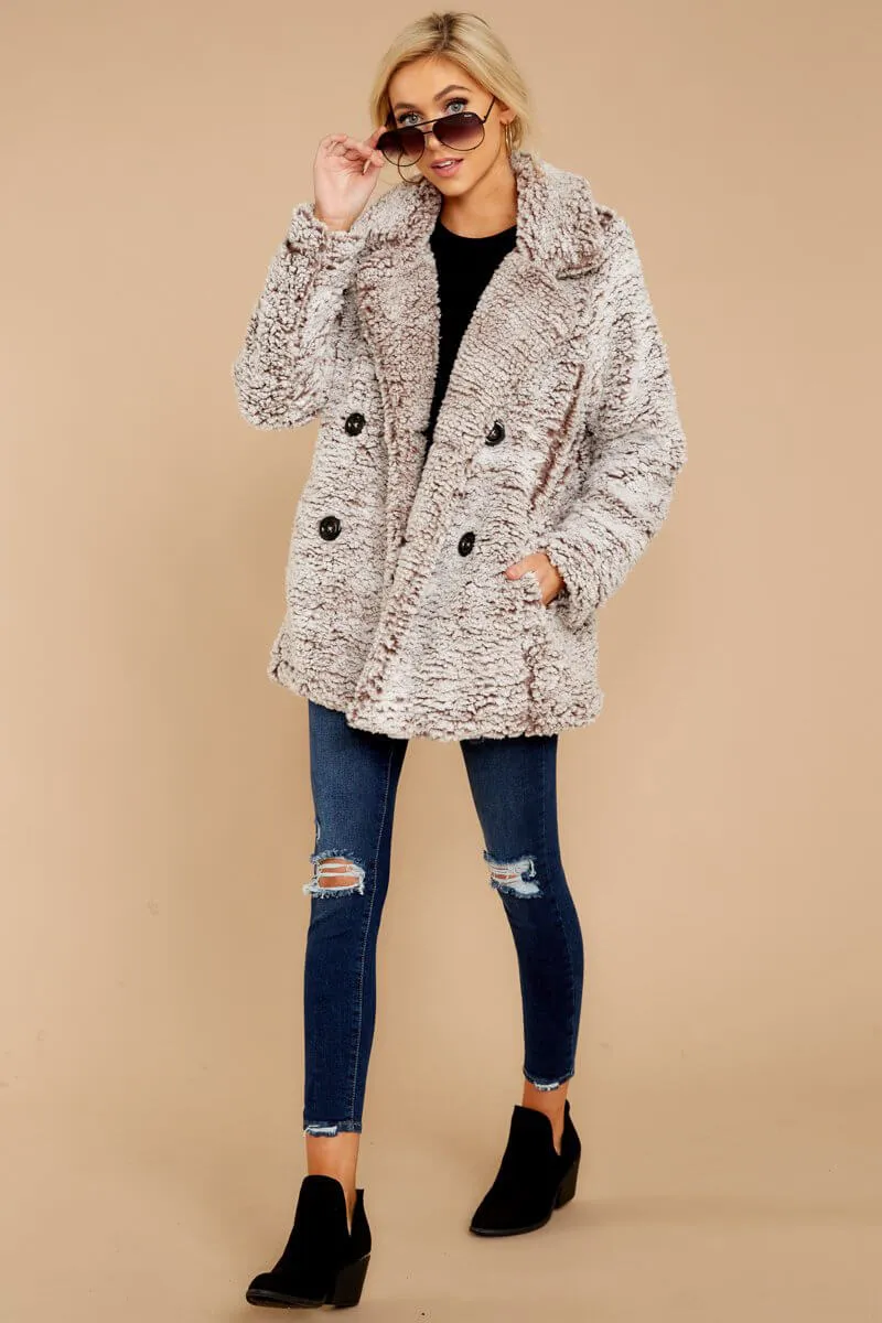 Double-breasted Lapel Plush Jacket