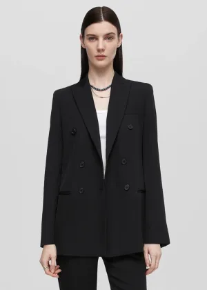 Double Breasted Long Blazer (Black)