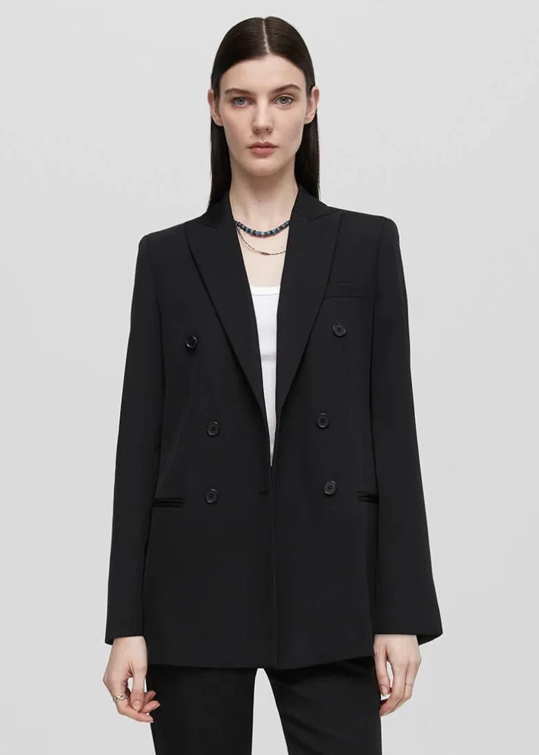Double Breasted Long Blazer (Black)
