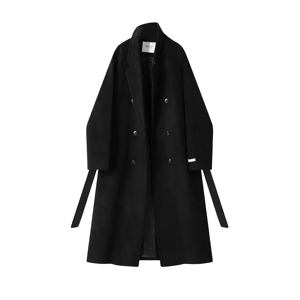 Double-Breasted Wool Coat with Belt