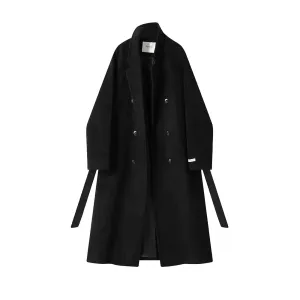 Double-Breasted Wool Coat with Belt