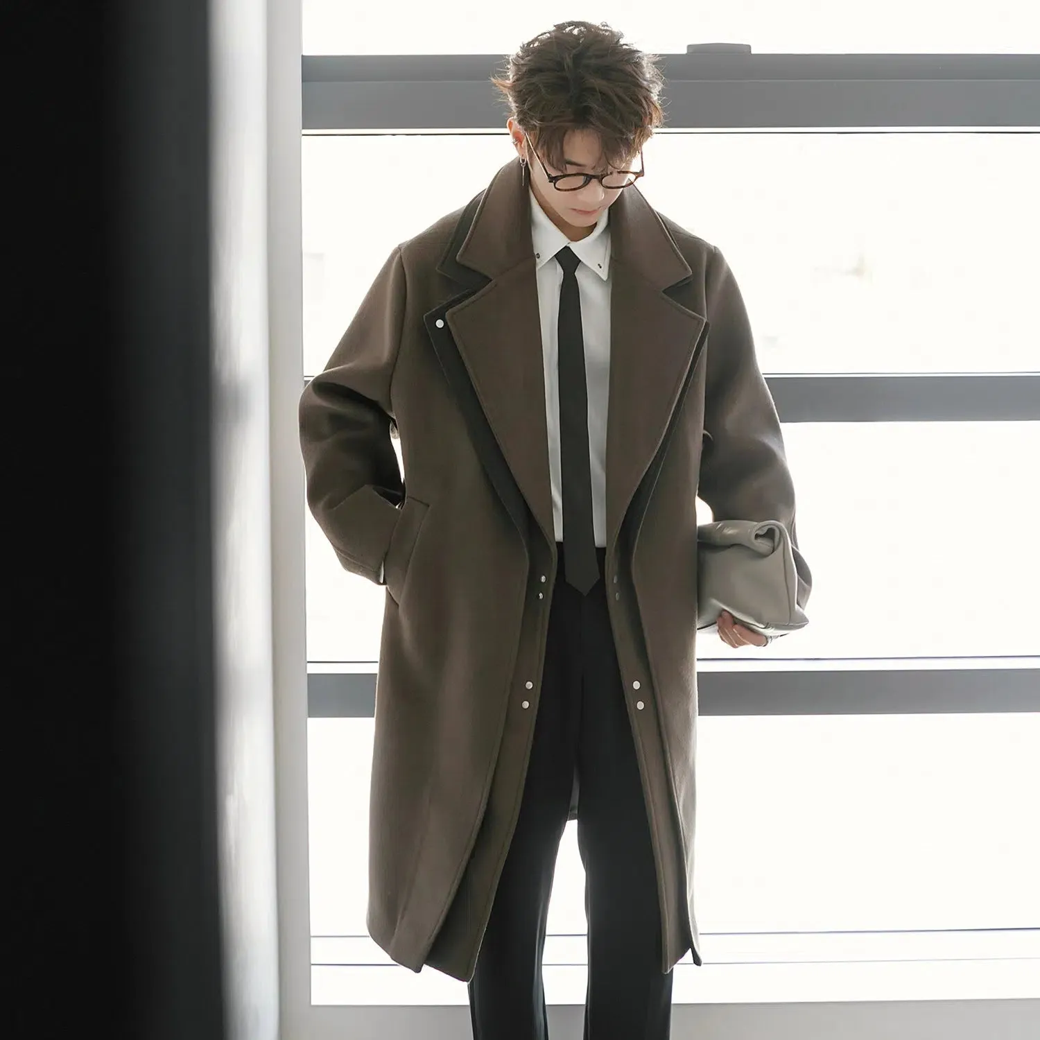 Double-Breasted Wool Coat with Wide Lapels