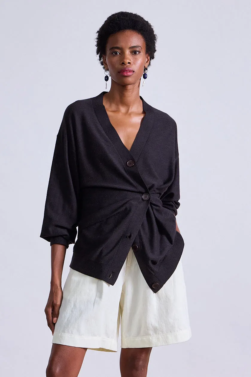 Drippy Tissue Cardigan in Deep Espresso