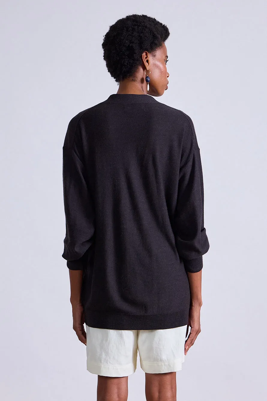 Drippy Tissue Cardigan in Deep Espresso