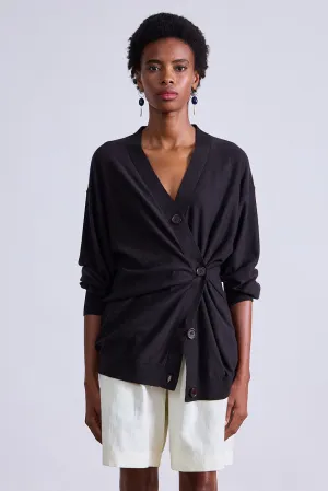 Drippy Tissue Cardigan in Deep Espresso