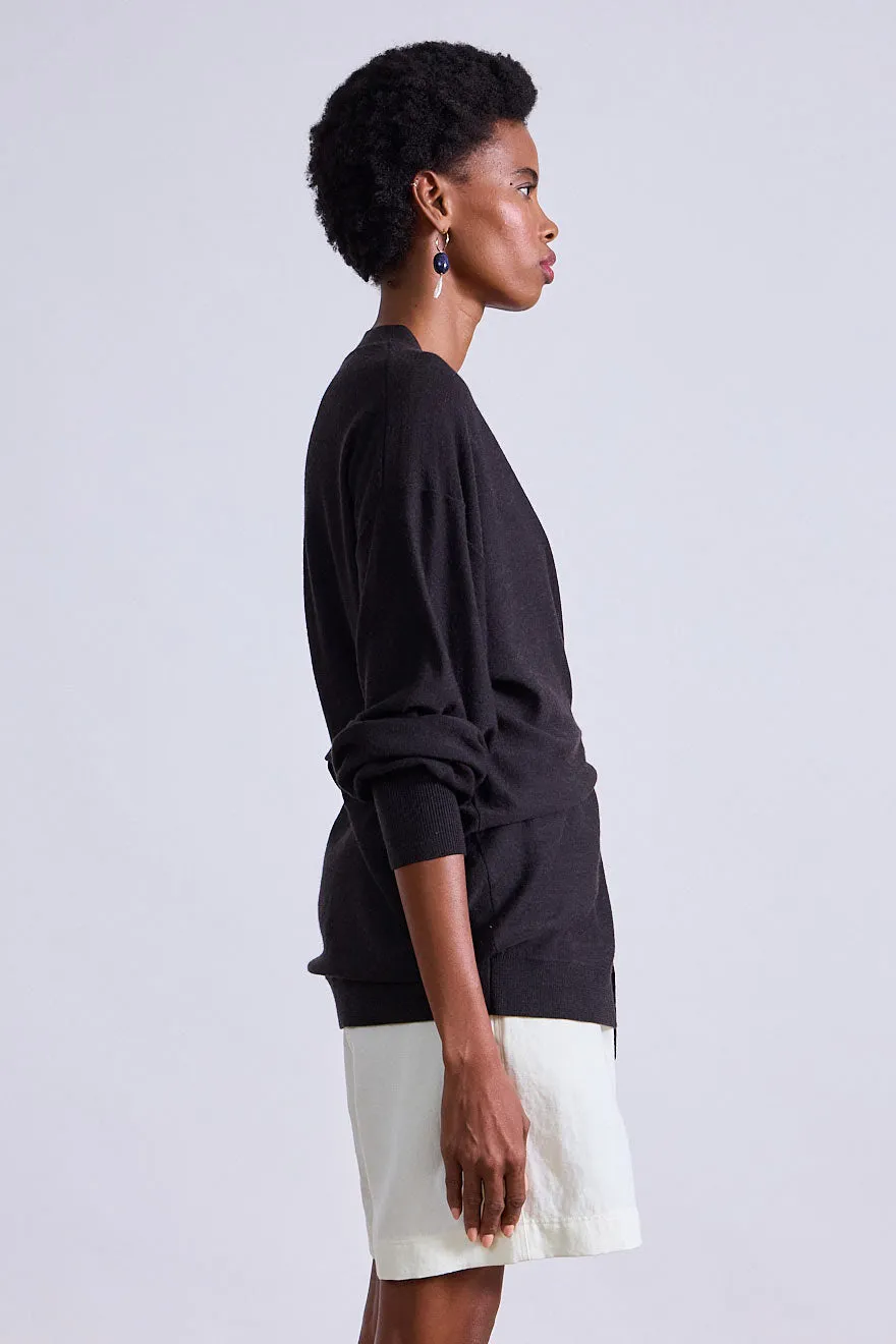 Drippy Tissue Cardigan in Deep Espresso