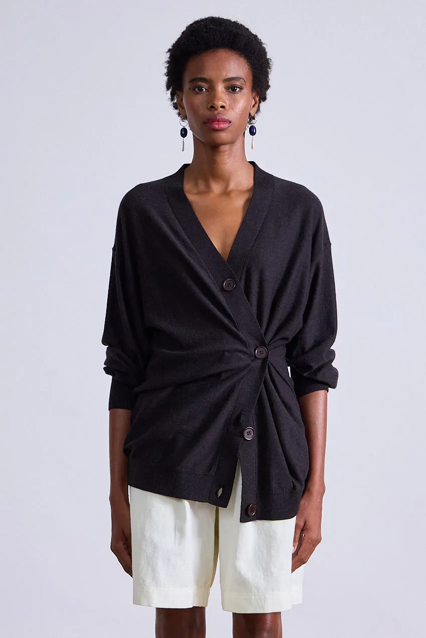 Drippy Tissue Cardigan in Deep Espresso