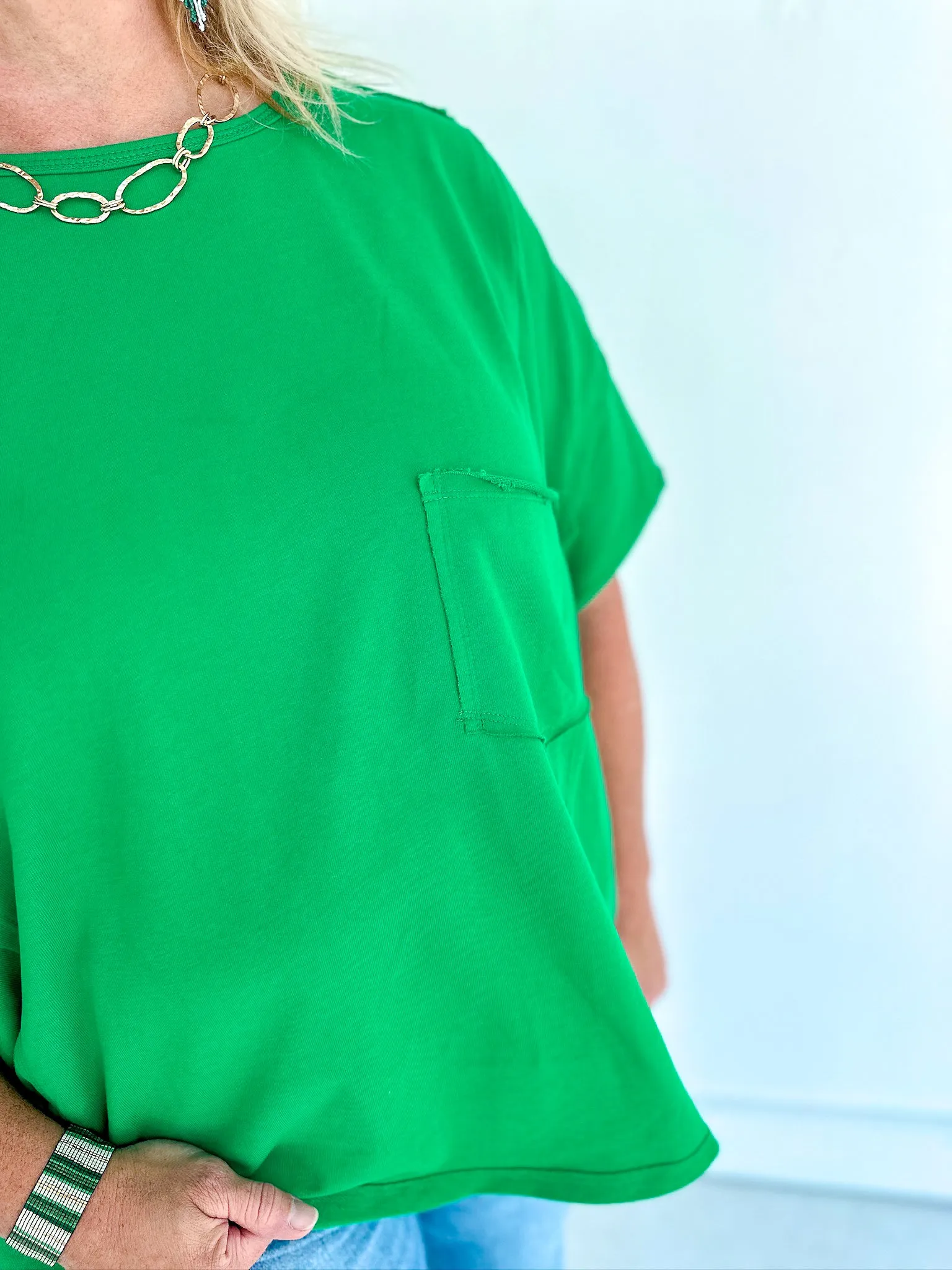 Emerald Exposed  Oversized Top