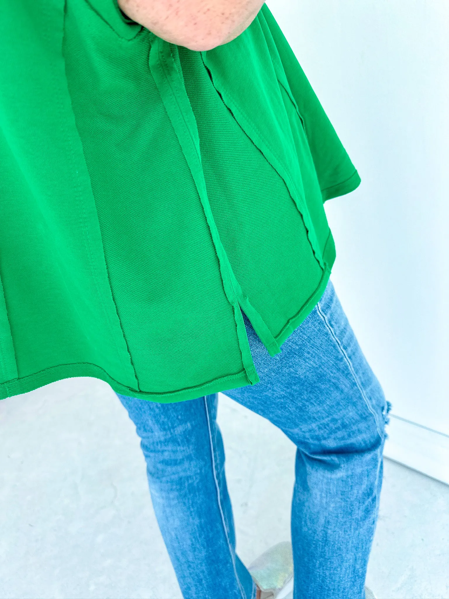Emerald Exposed  Oversized Top