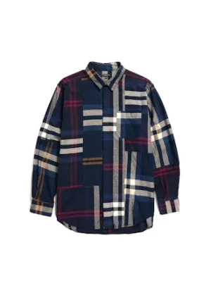 Engineered Garments Combo Short Collar Shirt - Navy/Gold