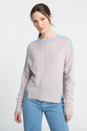 Exposed Seam Hi-Low Crew Neck Sweater by Kinross
