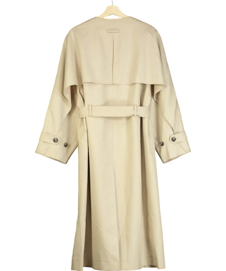 Fabrique Beige Hilda Single Button Collarless Trench UK S