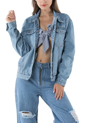 Fashion Slim Lapel Single Breasted Denim Jacket